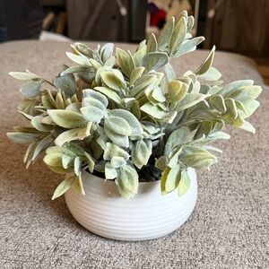 Lush Faux Greenery in White Ceramic Planter